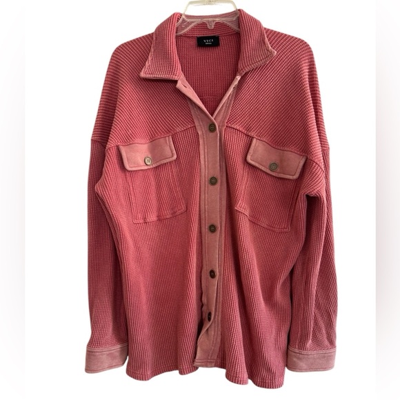 VICI Oversized Bulky Rouge Shirt Button Up Jacket Cardigan Waffle Boho S - Picture 1 of 7